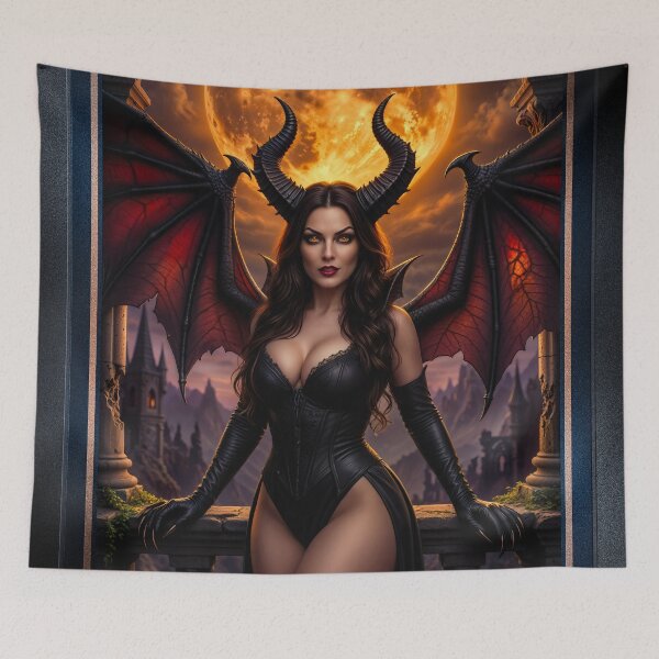 Item preview, Blood Queen Morvath Rules the Night At Lunara Virel Rise Mesmerizing AI Concept Art by Xzendor7 designed and sold by Xzendor7 Digital Art Creations.