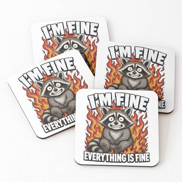 Item preview, I'm Fine Everything Is Fine | Funny Anxious Raccoon designed and sold by ChaosThreadsCo.