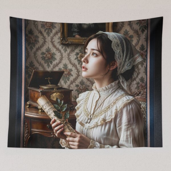 Item preview, Silent Melody, Victorian Era Portrait Of Elise Montclair Ethereal AI Concept Art by Xzendor7 designed and sold by Xzendor7 Digital Art Creations.