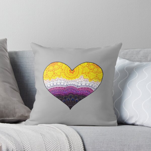 Item preview, Pride Collection: Non-Binary Pride Flag Heart Mandala designed and sold by GDiEDesigns.