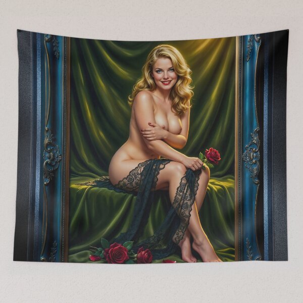 Item preview, Claire de Montagne Golden Hour Seduction Portrait Nude Luxurious AI Concept Art by Xzendor7 designed and sold by Xzendor7 Digital Art Creations.