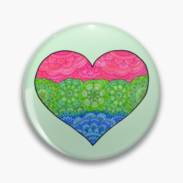Item preview, Pride Collection: Polysexual Pride Flag Heart Mandala designed and sold by GDiEDesigns.