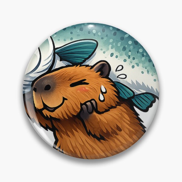 Item preview, Funny Capybara Carrying a Giant Fish – Cute Fishing Meme Animal designed and sold by Ermicioi.