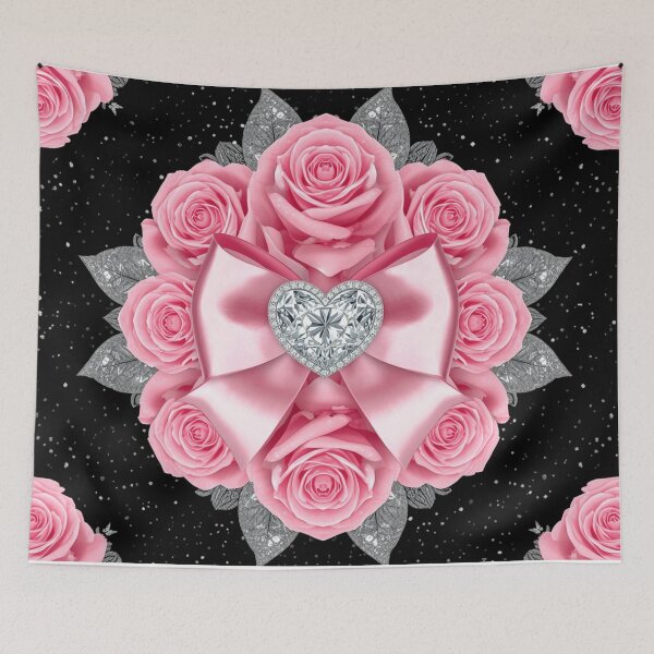 Item preview, Pink Rose Heart Bow Glitter Aesthetic | Romantic Floral Diamond Design designed and sold by PrincessJStudio.