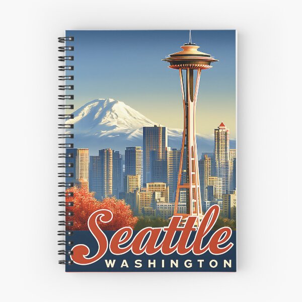 Item preview, Seattle Washington Vintage Travel Poster Space Needle Art designed and sold by Boddicca.