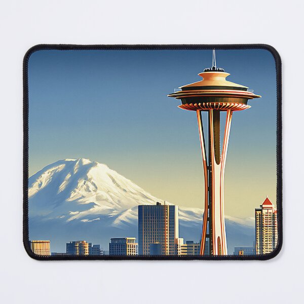 Item preview, Seattle Washington Vintage Travel Poster Space Needle Art designed and sold by Boddicca.