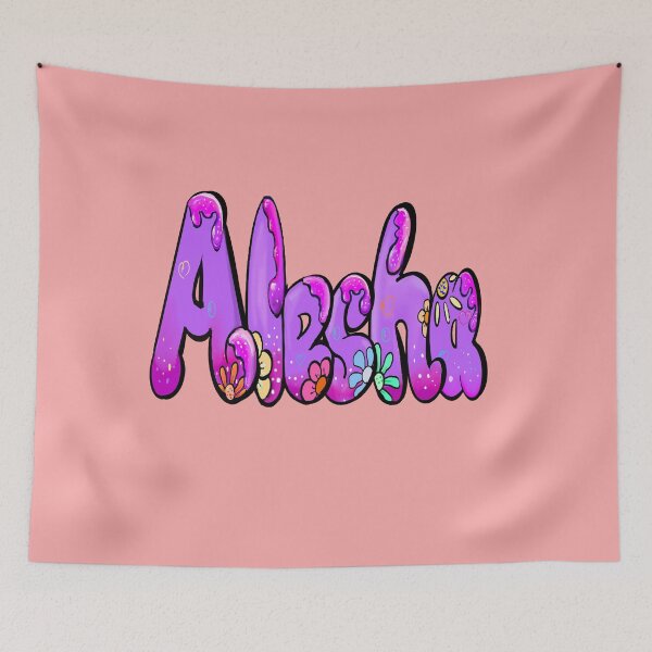Item preview, Alesha Name Sticker - Purple Bubble Drip Floral Art designed and sold by Artonmytee.