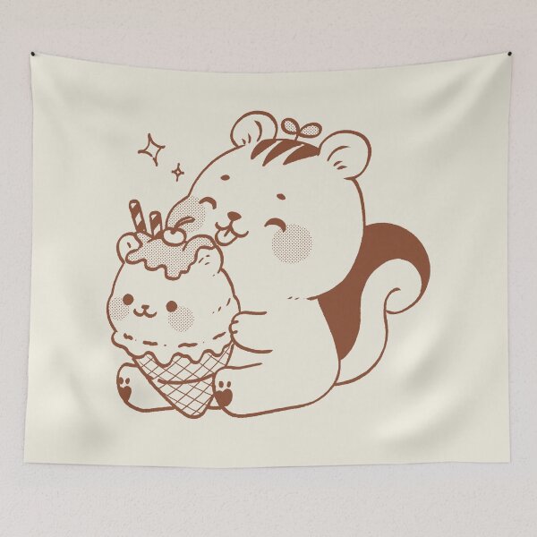 Item preview, Cute Squirrel Eating Ice Cream Kawaii Summer Illustration designed and sold by ToonToos.