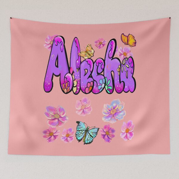Item preview, Alesha Purple Bubble Letters with Embossed Flowers and Butterflies designed and sold by Artonmytee.