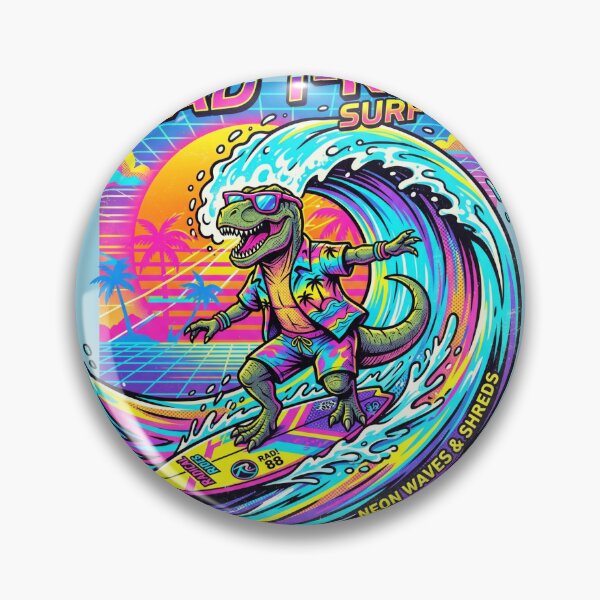 Item preview, Funny T-Rex Surfing Retro 80s Vaporwave Wave designed and sold by RetroRewind Studio.
