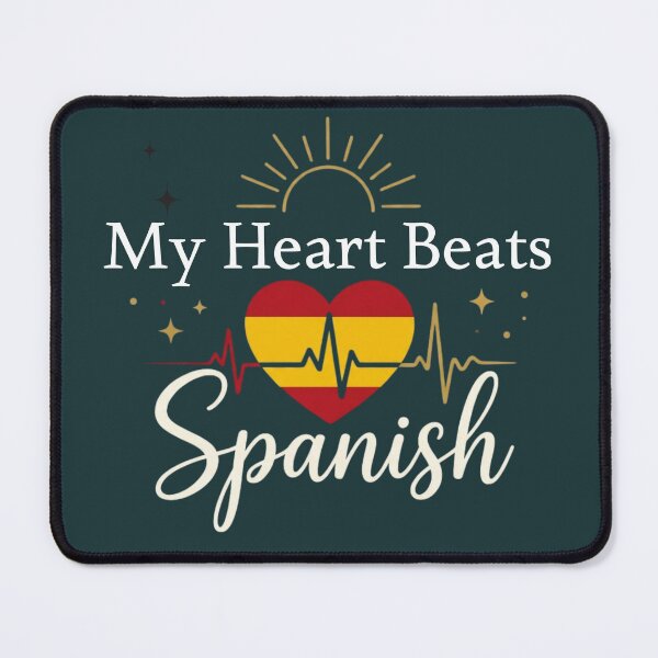 Item preview, My Heart Beats Spanish Retro Heartbeat Flag Graphic designed and sold by Sarah'sCreativeLab.