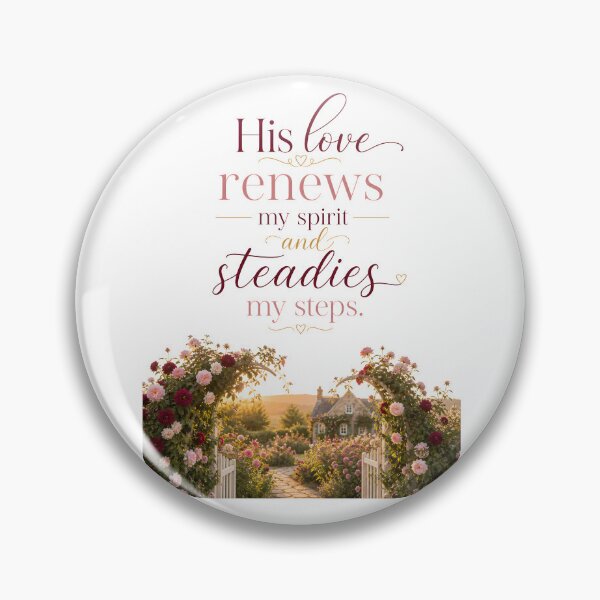 Item preview, His Love Renews My Spirit and Steadies My Steps | Christian Faith Quote designed and sold by LoveNurseries.