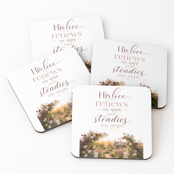 Item preview, His Love Renews My Spirit and Steadies My Steps | Christian Faith Quote designed and sold by LoveNurseries.