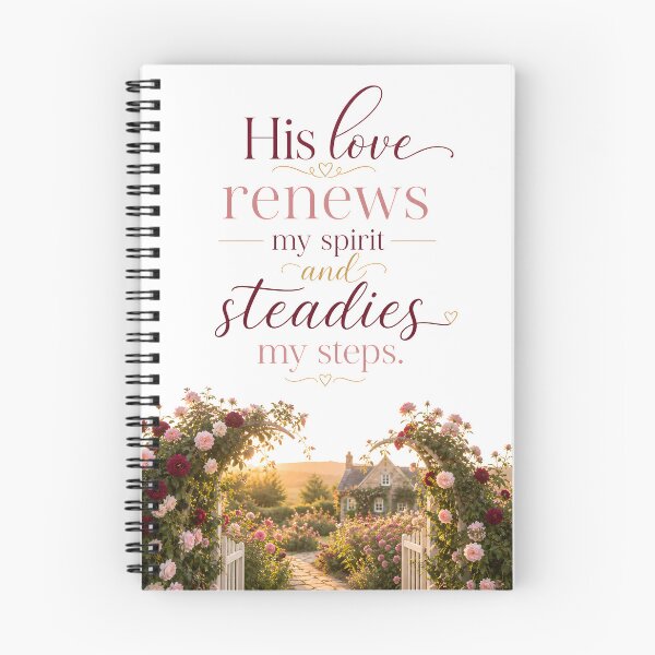 Item preview, His Love Renews My Spirit and Steadies My Steps | Christian Faith Quote designed and sold by LoveNurseries.
