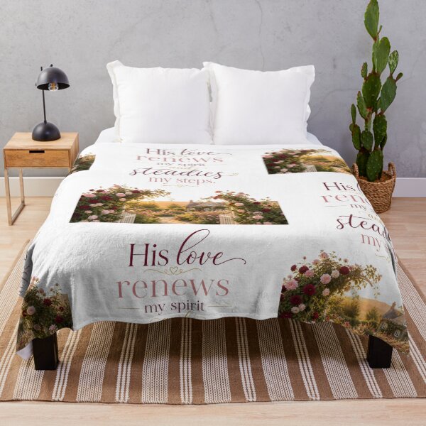 Item preview, His Love Renews My Spirit and Steadies My Steps | Christian Faith Quote designed and sold by LoveNurseries.
