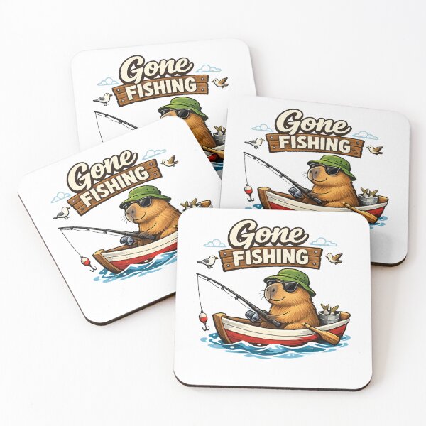 Item preview, Funny Capybara Gone Fishing – Cute Fisherman Rodent Fishing Boat Graphic designed and sold by Ermicioi.