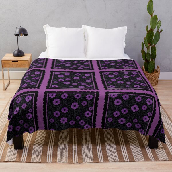 Item preview, Purple flowers on blackground designed and sold by lucyinspace.