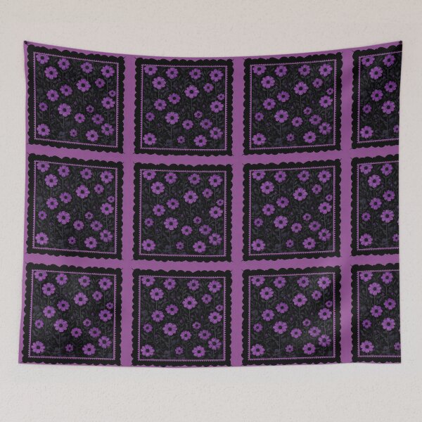 Item preview, Purple flowers on blackground designed and sold by lucyinspace.