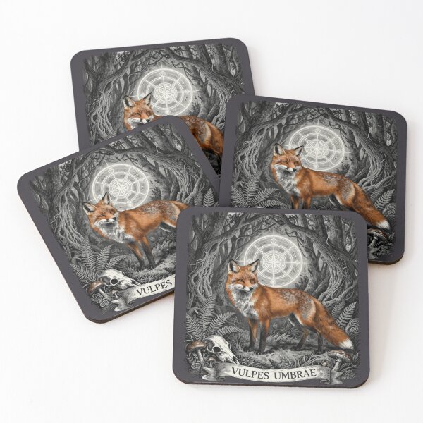Item preview, Vulpes Umbrae - Gothic Fox Woodcut Dark Shadow Art designed and sold by GoGreenlove.