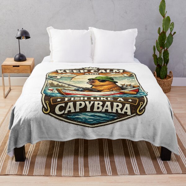 Item preview, Keep Calm and Fish Like a Capybara – Funny Vintage Fishing Lover Gift designed and sold by Ermicioi.