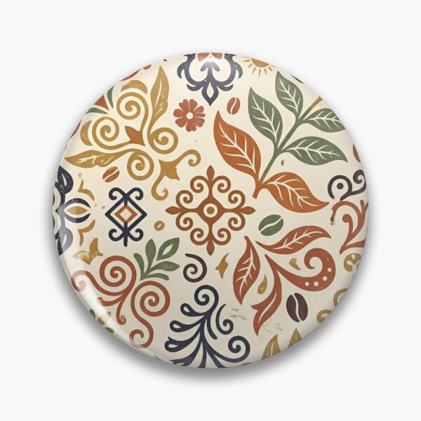 Item preview, Vintage Bohemian Coffee Pattern - Retro Floral Ornamental Design with Coffee Beans, Leaves & Sun Motifs - Warm Earth Tones Seamless Pattern designed and sold by crackerflake.