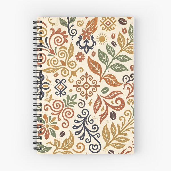 Item preview, Vintage Bohemian Coffee Pattern - Retro Floral Ornamental Design with Coffee Beans, Leaves & Sun Motifs - Warm Earth Tones Seamless Pattern designed and sold by crackerflake.