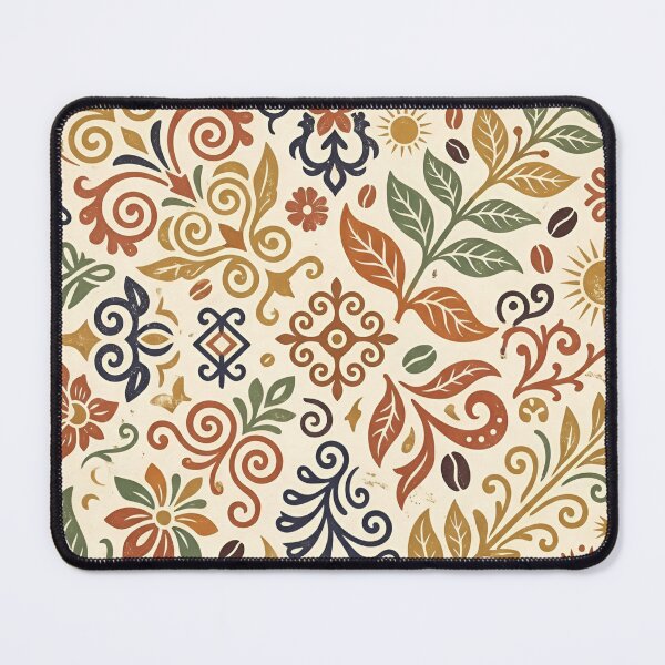 Item preview, Vintage Bohemian Coffee Pattern - Retro Floral Ornamental Design with Coffee Beans, Leaves & Sun Motifs - Warm Earth Tones Seamless Pattern designed and sold by crackerflake.