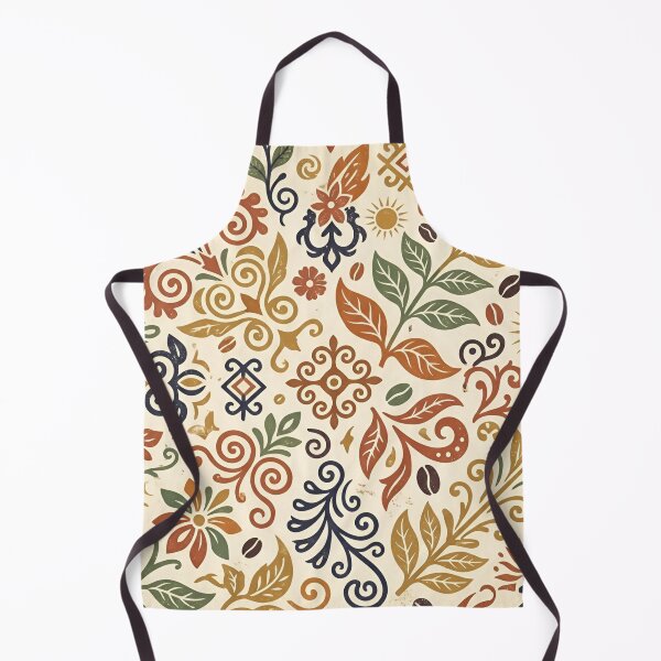Item preview, Vintage Bohemian Coffee Pattern - Retro Floral Ornamental Design with Coffee Beans, Leaves & Sun Motifs - Warm Earth Tones Seamless Pattern designed and sold by crackerflake.