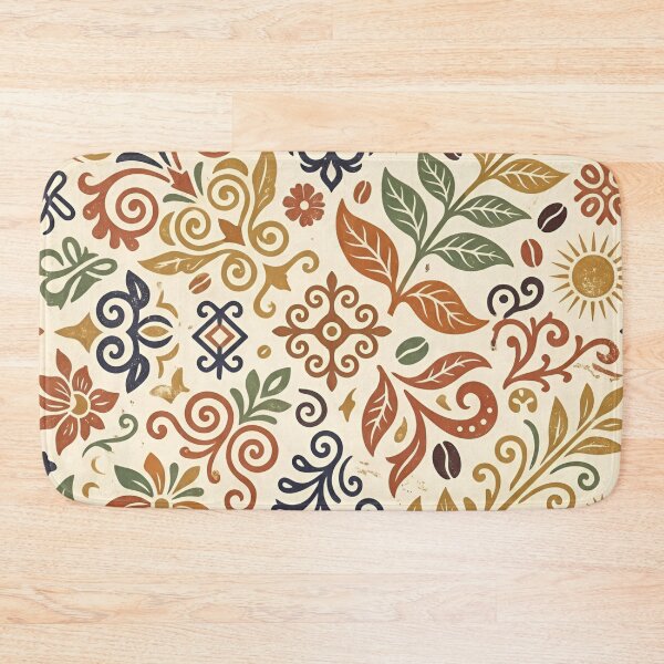 Item preview, Vintage Bohemian Coffee Pattern - Retro Floral Ornamental Design with Coffee Beans, Leaves & Sun Motifs - Warm Earth Tones Seamless Pattern designed and sold by crackerflake.