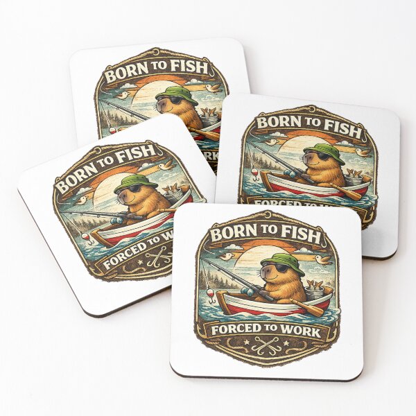 Item preview, Born To Fish Forced To Work Capybara – Funny Vintage Fishing Gift for Fishermen designed and sold by Ermicioi.