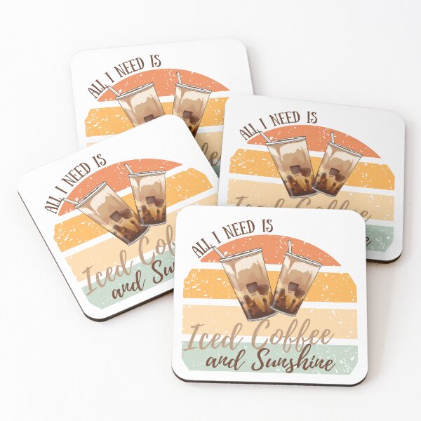 Item preview, All I need is Iced Coffee and Sunshine Retro Sun - Coffee Lover designed and sold by LAJdesigns.
