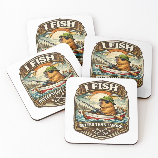 Item preview, I Fish Better Than I Work Capybara – Funny Vintage Fishing Gift for Fishermen designed and sold by Ermicioi.