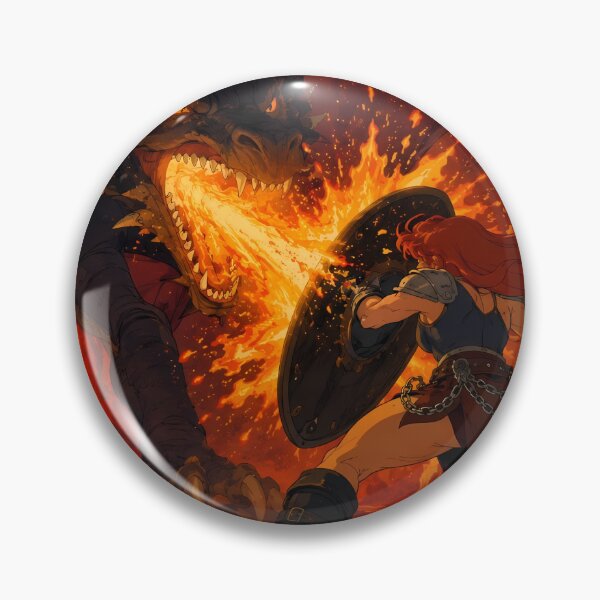 Item preview, Dragon Slayer Warrior – Epic Fantasy Fire Battle Illustration designed and sold by  Hollow Moon Studios..