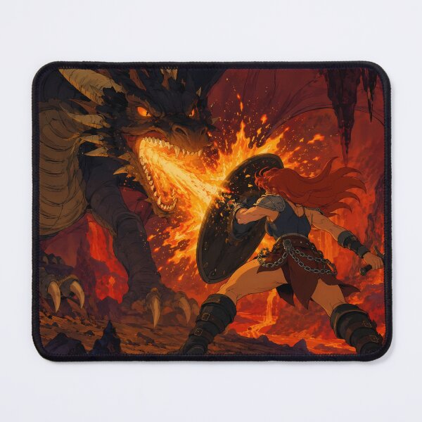 Item preview, Dragon Slayer Warrior – Epic Fantasy Fire Battle Illustration designed and sold by Hollow Moon Studios..