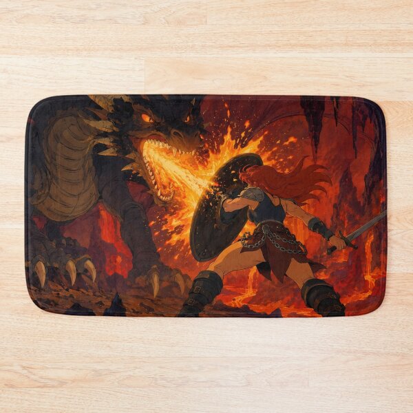 Item preview, Dragon Slayer Warrior – Epic Fantasy Fire Battle Illustration designed and sold by  Hollow Moon Studios..