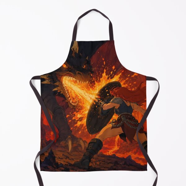 Item preview, Dragon Slayer Warrior – Epic Fantasy Fire Battle Illustration designed and sold by  Hollow Moon Studios..