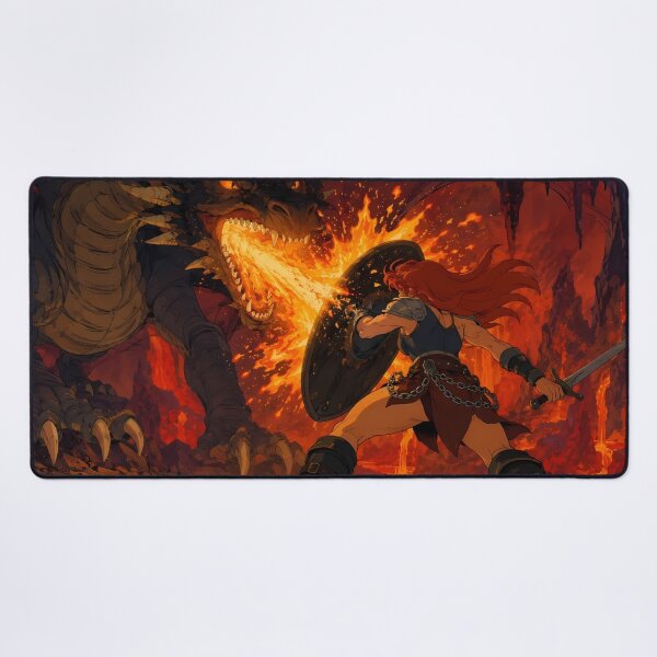 Item preview, Dragon Slayer Warrior – Epic Fantasy Fire Battle Illustration designed and sold by Hollow Moon Studios..