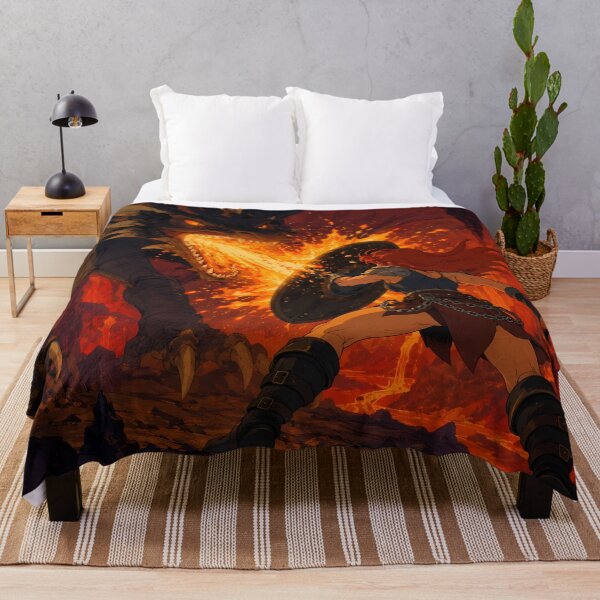 Item preview, Dragon Slayer Warrior – Epic Fantasy Fire Battle Illustration designed and sold by  Hollow Moon Studios..