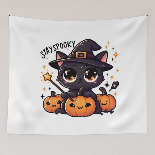 Item preview, Stay Spooky Black Cat Witch Halloween Sticker designed and sold by carestazafeli.
