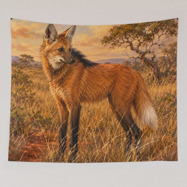Item preview, Maned Wolf in Golden Savanna designed and sold by Pixel Junkies Studio.