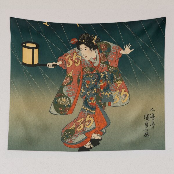 Item preview, Woman with a latern by Utagawa Kunisada - Art Nouveau Ukiyo-e Lantern Woman Wall Art for Vintage Decor Lovers designed and sold by RickE.