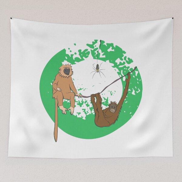 Item preview, Hanging Out Together | Monkey Friends and Spider Illustration designed and sold by ArtdeGwo.