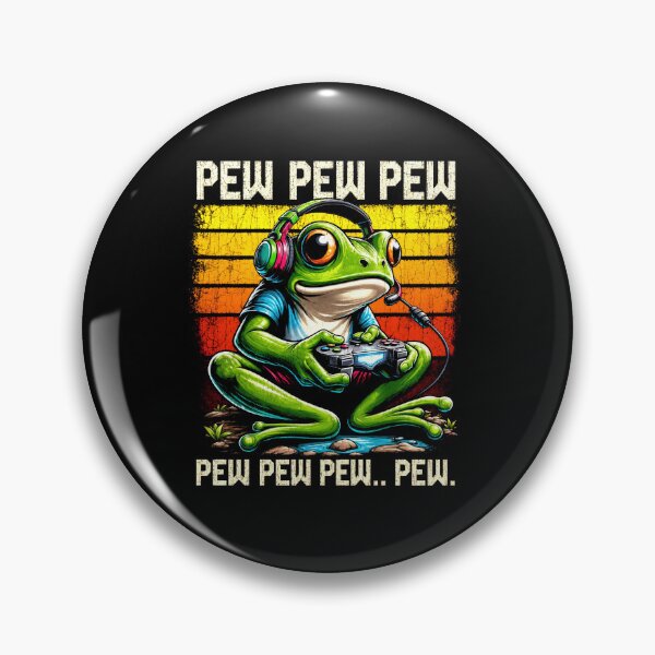 Item preview, Pew Pew Pew Funny Gamer Frog Retro Gaming Cartoon Artwork designed and sold by MiALopezArt.
