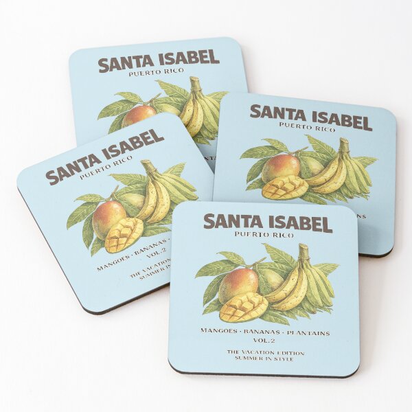 Item preview, Santa Isabel Puerto Rico Mangoes Bananas Plantains Vintage Fruit Art designed and sold by creatingmouseshop.