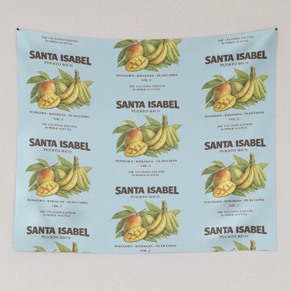 Item preview, Santa Isabel Puerto Rico Mangoes Bananas Plantains Vintage Fruit Art designed and sold by creatingmouseshop.