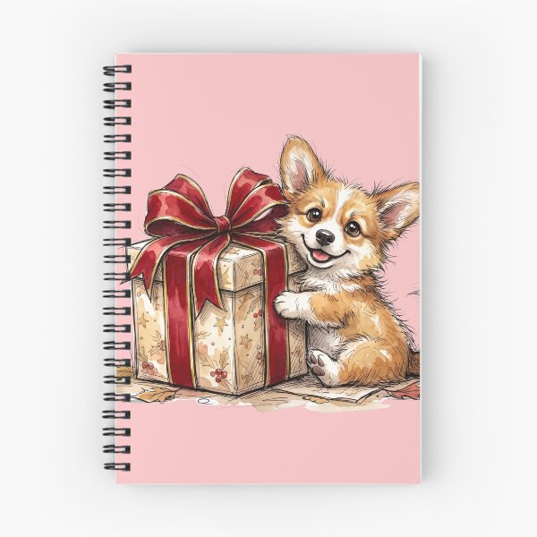 Item preview, Cute Fluffy Corgi Puppy Hugging Christmas Birthday Gift Watercolor Art designed and sold by BreezifyDesignStudio.