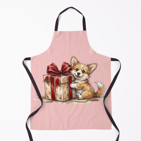 Item preview, Cute Fluffy Corgi Puppy Hugging Christmas Birthday Gift Watercolor Art designed and sold by BreezifyDesignStudio.