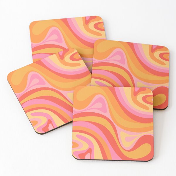 Item preview, New Groove Retro Swirl Abstract Pattern Pink Orange Yellow designed and sold by kierkegaard.