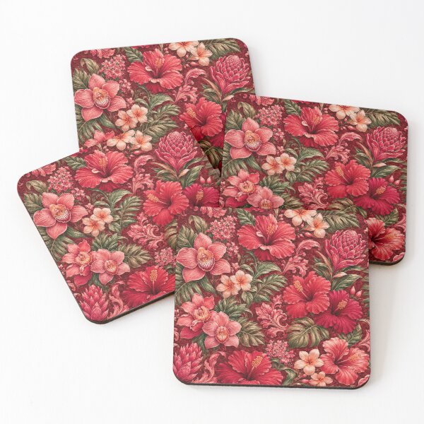 Item preview, Vintage Tropical Crimson Botanical Maximalist Pattern designed and sold by scicilysimonee.
