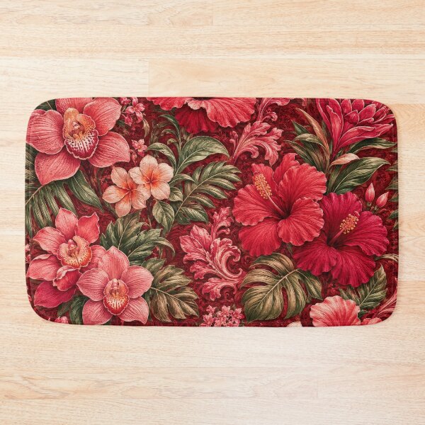 Item preview, Vintage Tropical Crimson Botanical Maximalist Pattern designed and sold by scicilysimonee.